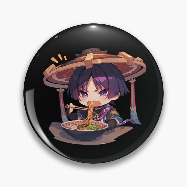 Item preview, Scaramouche Genshin Impact Moody Chibi Ramen Noodles Big Hat designed and sold by mildaclairmo.
