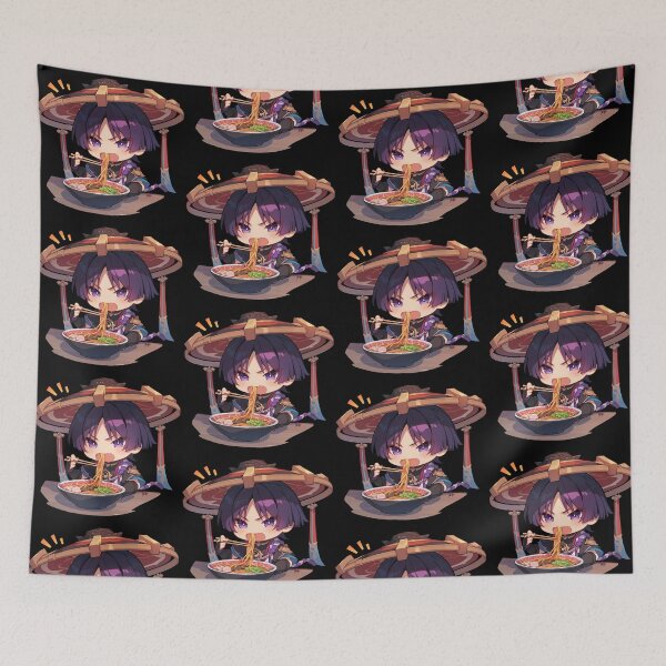 Item preview, Scaramouche Genshin Impact Moody Chibi Ramen Noodles Big Hat designed and sold by mildaclairmo.