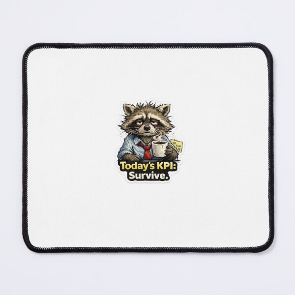Item preview, Today’s KPI: Survive – Tired Raccoon Workplace Humor Sticker designed and sold by Epic Coloring.