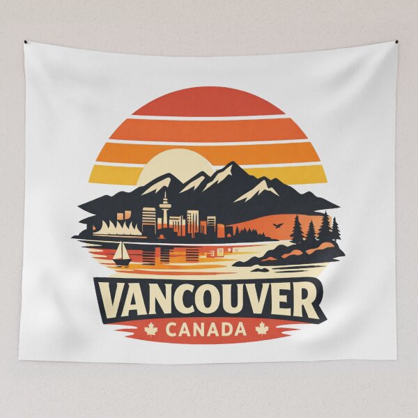 Item preview, Vancouver Canada Retro Sunset Mountains Skyline Shirt | Vintage Travel Nature Design designed and sold by Globalcitytees.