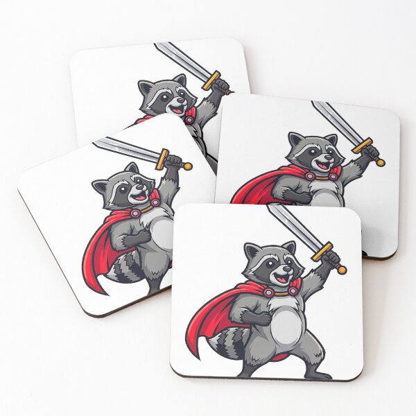 Item preview, Funny Raccoon Knight Fantasy Cartoon Logo designed and sold by Pollock.