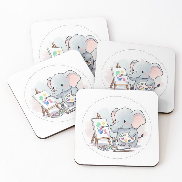 Item preview, Cute Elephant Painter – Kawaii Artist Animal Sticker designed and sold by MongOficial.