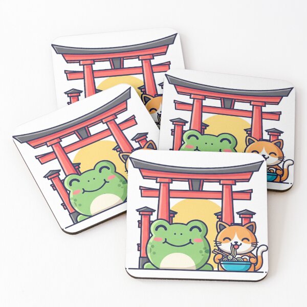 Item preview, Cute Japanese Torii Gate Cat Frog Cartoon Logo designed and sold by Pollock.