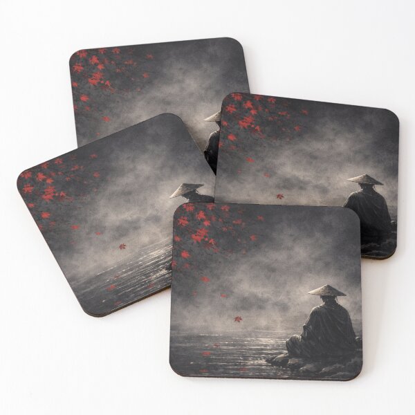 Item preview, Silent Ronin Meditating Beneath Crimson Maple Leaves designed and sold by walex-jed.