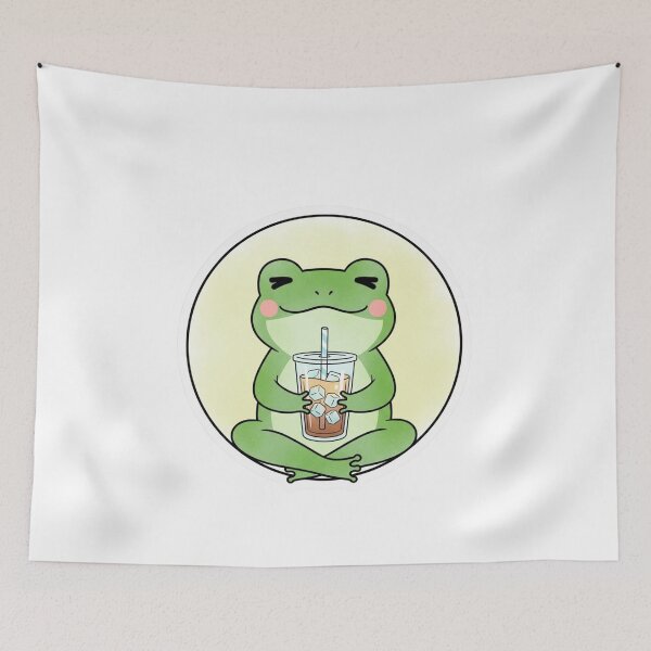 Item preview, Cute Frog Drinking Iced Coffee – Kawaii Coffee Lover Animal Sticker designed and sold by MongOficial.