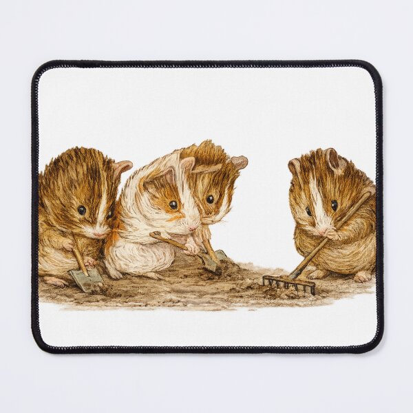 Item preview, Guinea Pigs Vintage Storybook Illustration Garden Digging Scene for Cottagecore Art Lovers designed and sold by RickE.