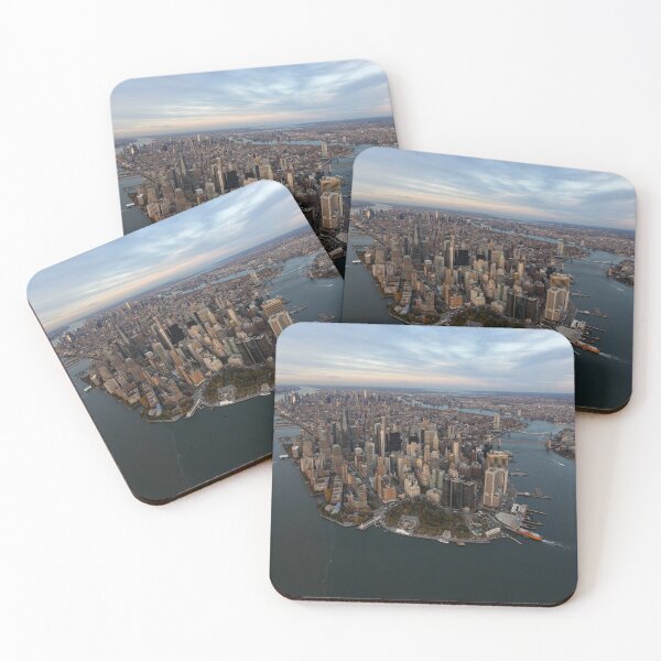 Item preview, Sunset view of lower Manhattan from the air designed and sold by SchelzHorizons.