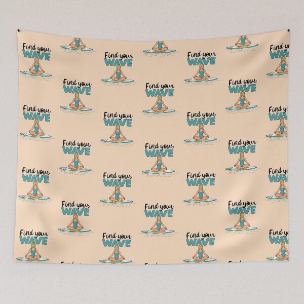 Item preview, Find Your Wave – Meditating Surfer Girl Sitting on Surfboard designed and sold by Sea Gem.