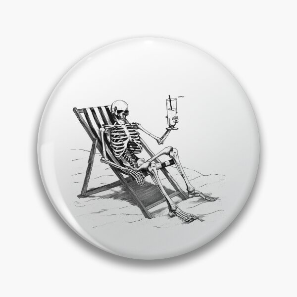 Item preview, Relaxing Skeleton on Beach with Cocktail Funny Gothic Summer Design designed and sold by inkoutninja.