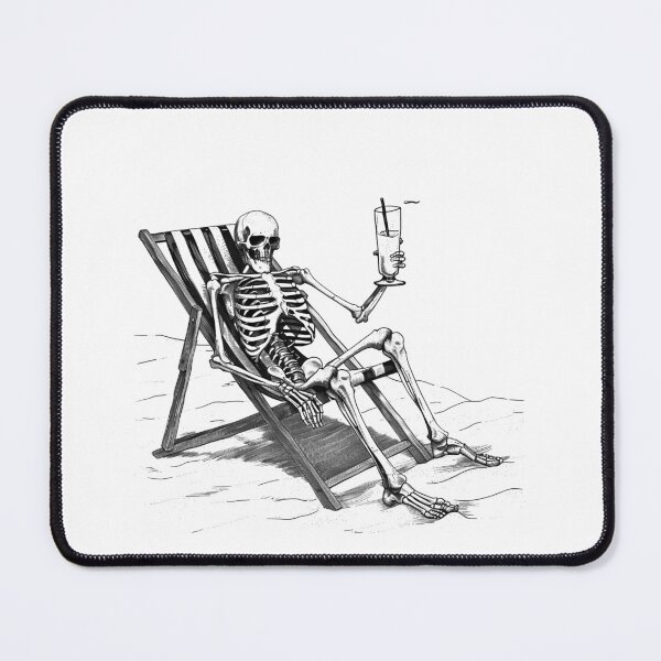 Item preview, Relaxing Skeleton on Beach with Cocktail Funny Gothic Summer Design designed and sold by inkoutninja.