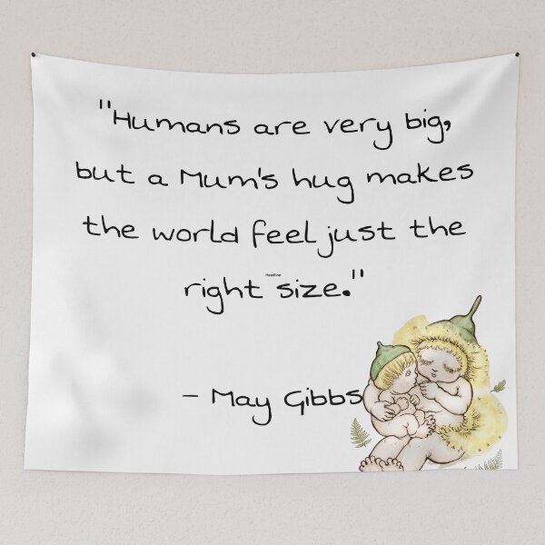 Item preview, Bush Magic Hug: Gumnut Sprite Illustration - May Gibbs Quote designed and sold by ArtisticDesignsbyLinda.