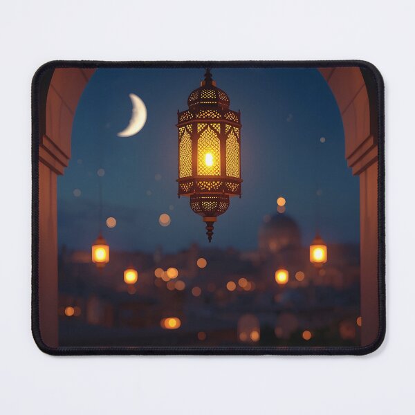 Item preview, Ramadan Lantern Fanous Night Wall Art Print — Islamic Crescent Moon Poster, Arabian Arch Decor, Muslim Home Art Ramadan Gift designed and sold by GoldenVerseArt.