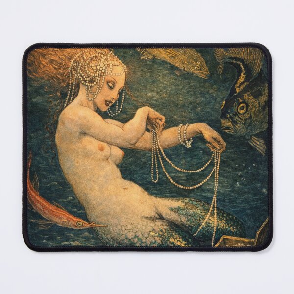 Item preview, Mermaid Art Nouveau Illustration Pearl Treasure Scene for Vintage Fantasy Art Lovers designed and sold by RickE.
