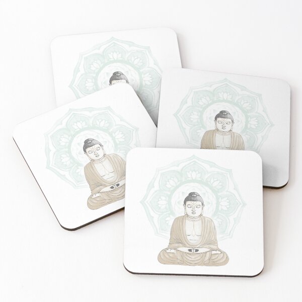 Item preview, Buddha Padma Watercolor - Dove Slate Dove - Mint Halo designed and sold by Irene Estelle.