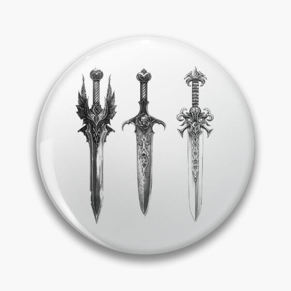 Item preview, Ornate Fantasy Swords Gothic Weapon Design Black and White Dark Art designed and sold by inkoutninja.