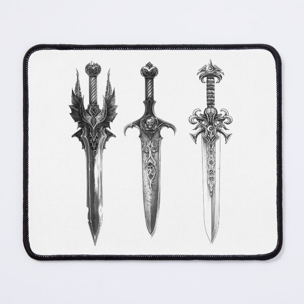 Item preview, Ornate Fantasy Swords Gothic Weapon Design Black and White Dark Art designed and sold by inkoutninja.
