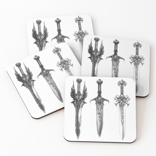 Item preview, Ornate Fantasy Swords Gothic Weapon Design Black and White Dark Art designed and sold by inkoutninja.
