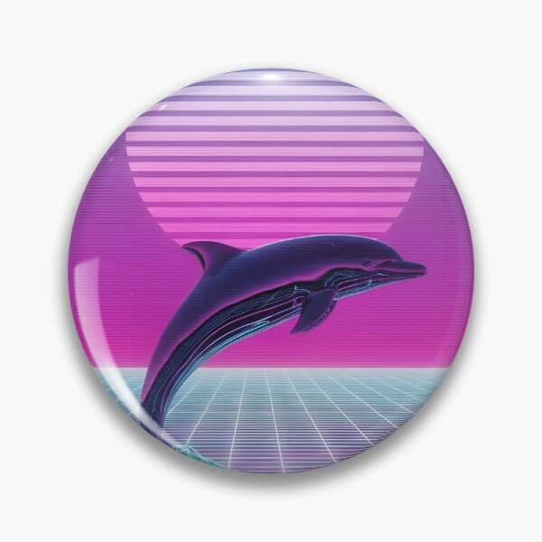 Item preview, Neon Chrome Dolphin - Vaporwave Seapunk Sunset designed and sold by powersunlight.