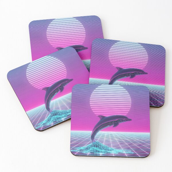 Item preview, Neon Chrome Dolphin - Vaporwave Seapunk Sunset designed and sold by powersunlight.