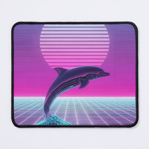 Item preview, Neon Chrome Dolphin - Vaporwave Seapunk Sunset designed and sold by powersunlight.