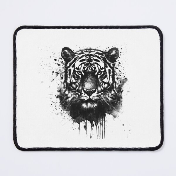 Item preview, Tiger Face Ink Splash Wild Animal Black and White Design designed and sold by inkoutninja.