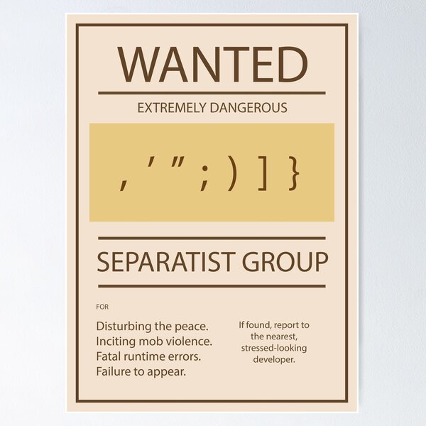 Artikel-Vorschau von GESUCHT: Separatistengruppe (Programmierseparatoren), designt und verkauft von Koohiisan.