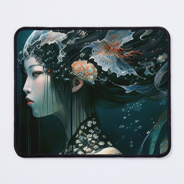 Item preview, Aquatic Feminine Being with Organic and Ornamental Style - Pictorial Art that Unites Underwater World and Ancestral Elegance designed and sold by Hipatye26.
