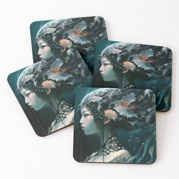 Item preview, Aquatic Feminine Being with Organic and Ornamental Style - Pictorial Art that Unites Underwater World and Ancestral Elegance designed and sold by Hipatye26.