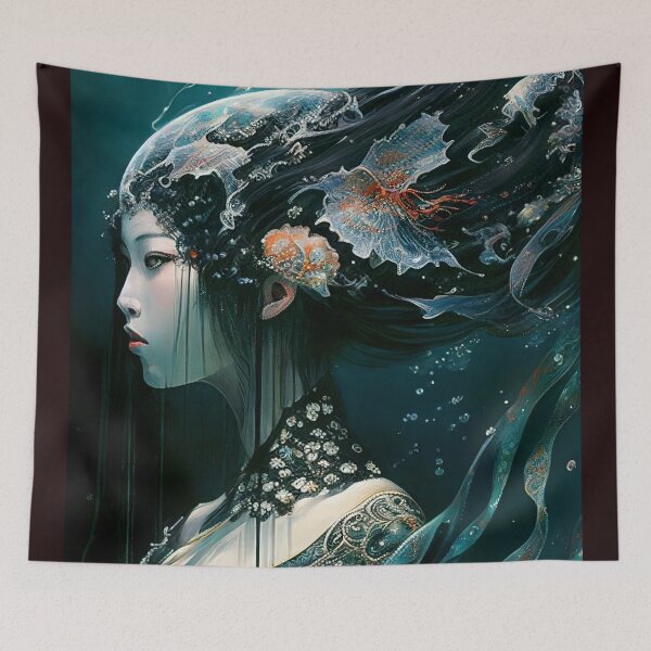Item preview, Aquatic Feminine Being with Organic and Ornamental Style - Pictorial Art that Unites Underwater World and Ancestral Elegance designed and sold by Hipatye26.