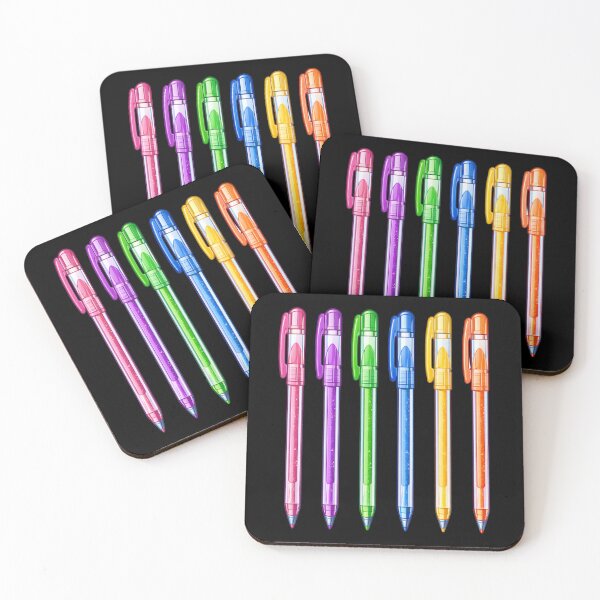 Item preview, 90s Glitter Gel Pens Illustration | Retro School Supplies Nostalgia designed and sold by SimplyJasper.