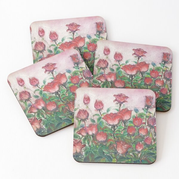 Item preview, I painted the red roses blossoming in the rose garden on canvas in oil. designed and sold by oriondoor.