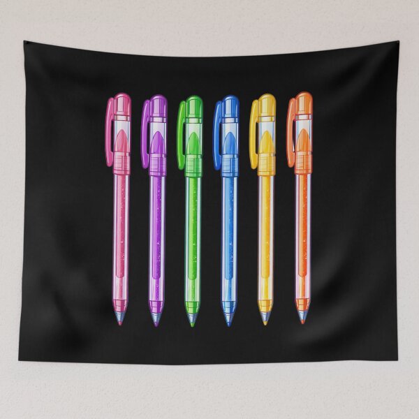 Item preview, 90s Glitter Gel Pens Illustration | Retro School Supplies Nostalgia designed and sold by SimplyJasper.