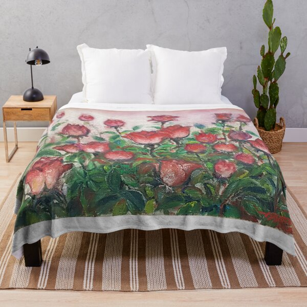 Item preview, I painted the red roses blossoming in the rose garden on canvas in oil. designed and sold by oriondoor.