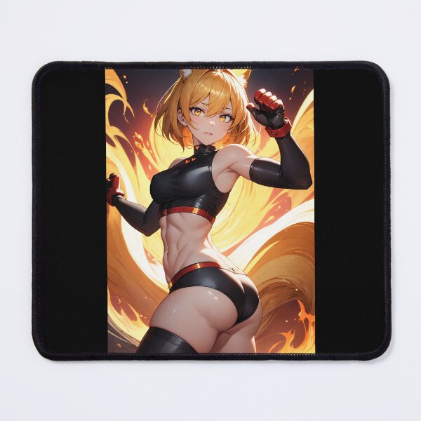 Item preview, Fiery Kitsune Warrior Shisato Sakime – Athletic Anime Fox Girl Art designed and sold by iloveanimechibi.