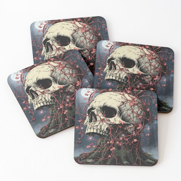 Item preview, Skull entwined with flowering branches designed and sold by emmanuelsilve.