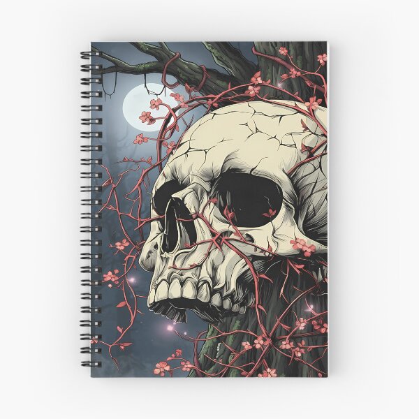 Item preview, Skull entwined with flowering branches designed and sold by emmanuelsilve.