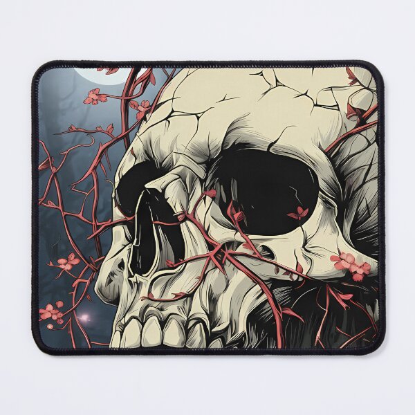 Item preview, Skull entwined with flowering branches designed and sold by emmanuelsilve.