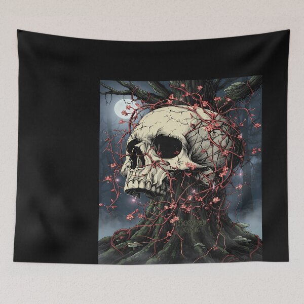 Item preview, Skull entwined with flowering branches designed and sold by emmanuelsilve.