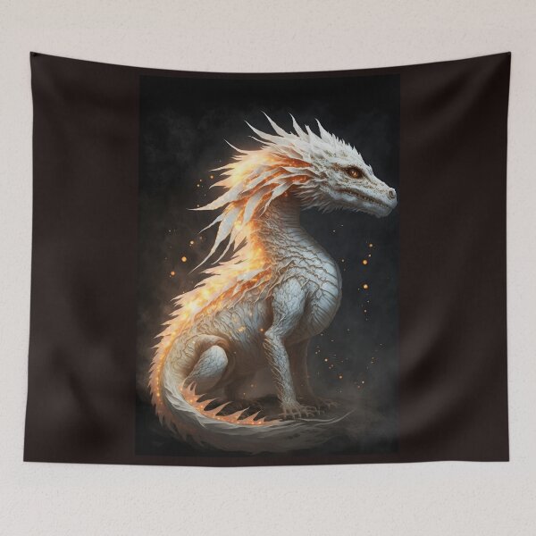 Item preview, Luminous White-Skinned Dragon - Fantasy Art with Realistic and Magical Style designed and sold by Hipatye26.