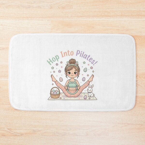 Item preview, Cute Easter Pilates Girl | “Hop Into Pilates” Kawaii Bunny Fitness Design | Funny Spring Workout Illustration designed and sold by TeeUp2.