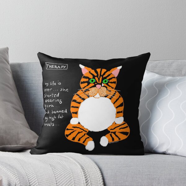 POLITOCAT Therapy Cat weight problem Throw Pillow
