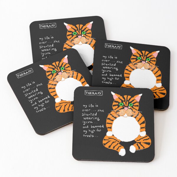 POLITOCAT Therapy Cat weight problem Coasters (Set of 4)