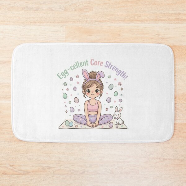 Item preview, Cute Easter Pilates Girl | “Egg-cellent Core Strength” Kawaii Bunny Workout Design | Funny Spring Fitness Illustration designed and sold by TeeUp2.