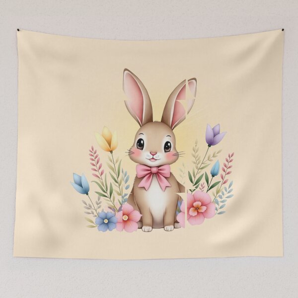 Item preview, Cute Bunny Easter Blessings - Colorful Spring Holiday Art designed and sold by PriyaMagic.