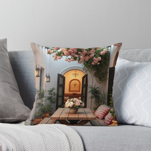 Item preview, Romantic Mediterranean Courtyard with Rose Pergola designed and sold by Jade Ado.