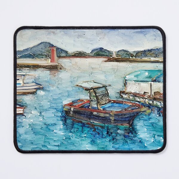 Item preview, Moored Boats and Reflections – Plein Air Harbor Oil Painting designed and sold by oriondoor.