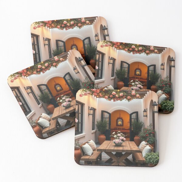 Item preview, Mediterranean Patio with Floral Pergola and Dining designed and sold by Jade Ado.