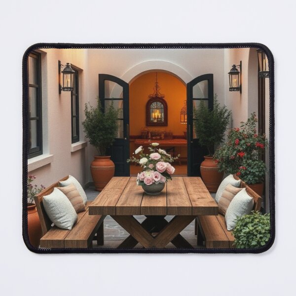 Item preview, Mediterranean Patio with Floral Pergola and Dining designed and sold by Jade Ado.