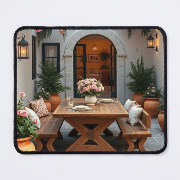 Item preview, Mediterranean Courtyard with Rose-Draped Pergola designed and sold by Jade Ado.