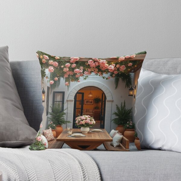 Item preview, Mediterranean Courtyard with Rose-Draped Pergola designed and sold by Jade Ado.